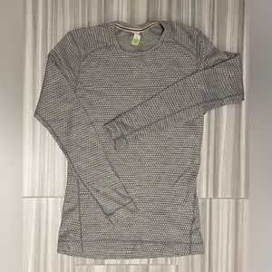 Smartwool 100% merino thermal long sleeve top, grey and white, Women’s Large
